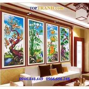 Tranh gắn đá tứ quý